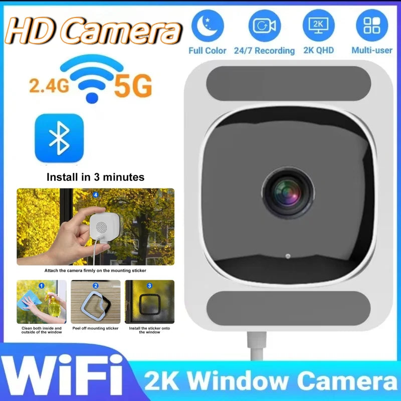 Mini Caméra Fenêtre WiFi 2K QHD Bluetooth — Vision Nocturne