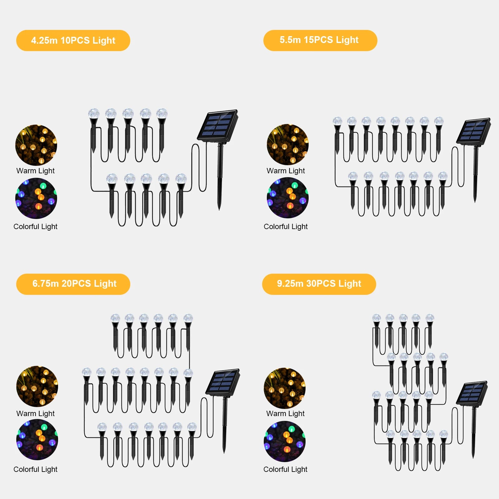 Set de 20 Lampes Solaires Effet Bulle pour Jardin