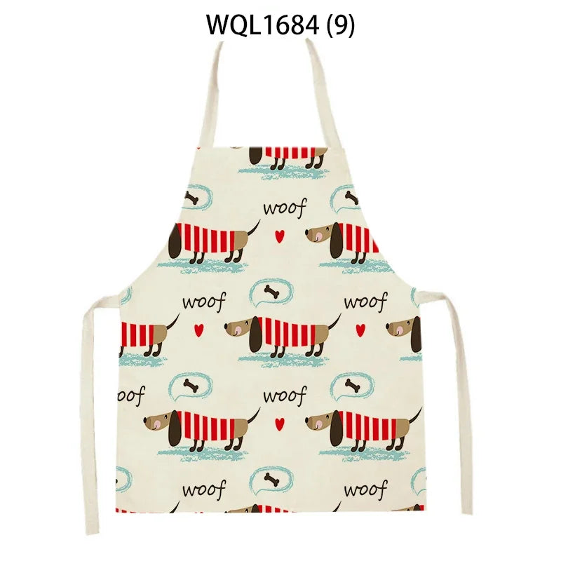 Tablier de Cuisine en Lin à Motif Chien Teckel