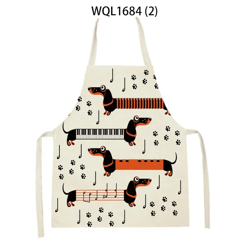Tablier de Cuisine en Lin à Motif Chien Teckel