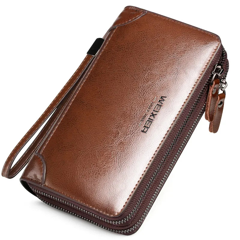 Portefeuille long en cuir PU - 5 Compartiments (Téléphone, Cartes, Monnaies..)
