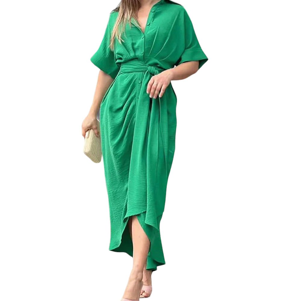 Robe chemise mi-longue à nouer