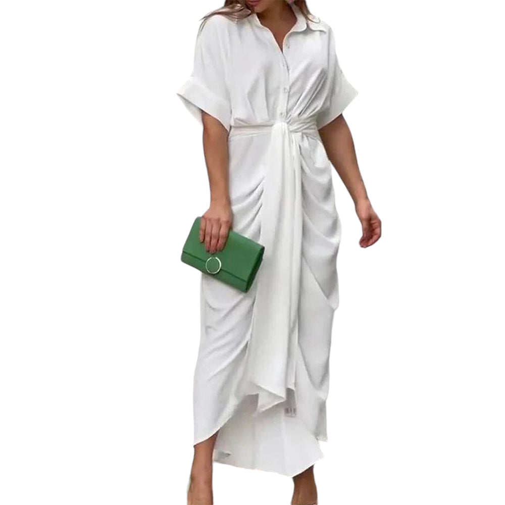 Robe chemise mi-longue à nouer