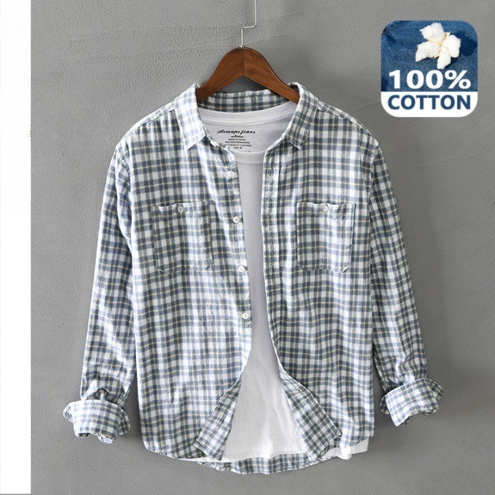Chemise Homme J.Crew En Coton à Carreaux Orange Et Bleu Marine - Taille L, Coupe Grand Slim - Occasion