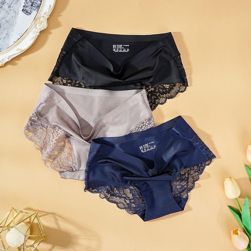 2 x Culottes en soie glacée à dentelle - DealValley