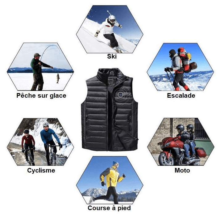 Gilet Chauffant Electrique - 8 Zones chauffantes - DealValley