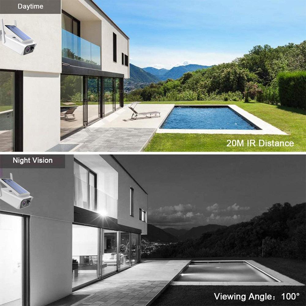 Camera de surveillance avec panneau solaire amovible