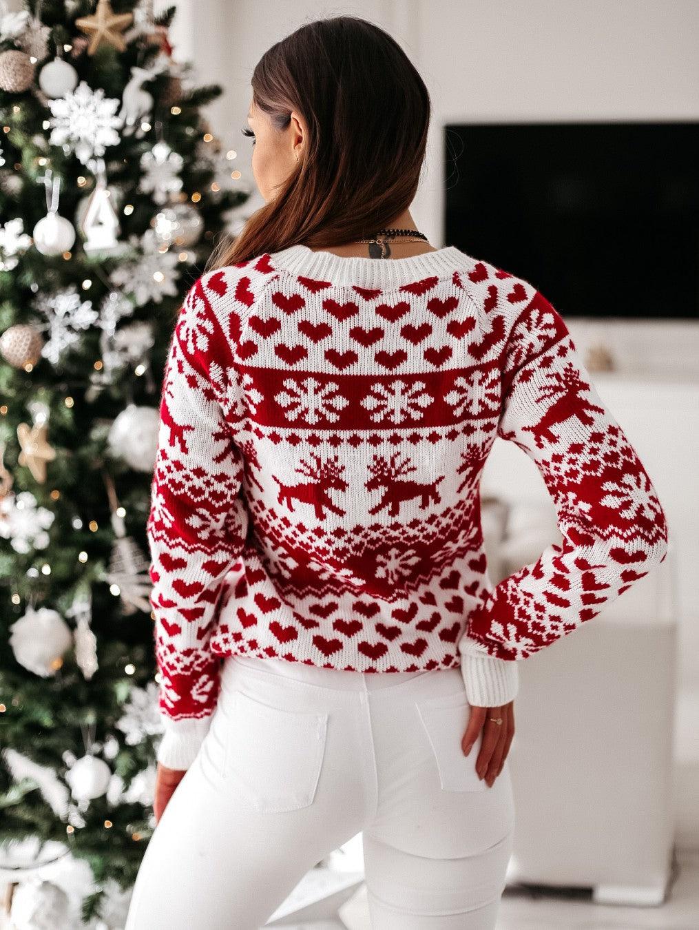 Pull de Noël rouge & blanc - Femme - DealValley