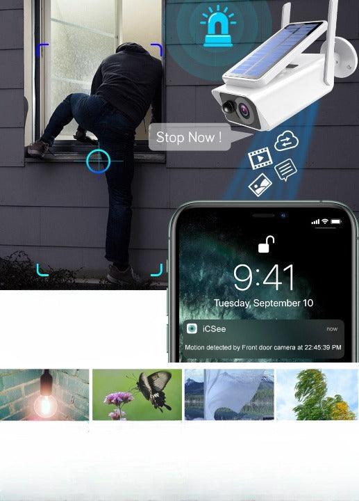 Camera de surveillance avec panneau solaire amovible