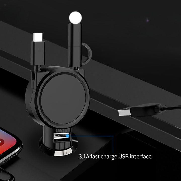Chargeur voiture rétractable 3 EN 1 - DealValley
