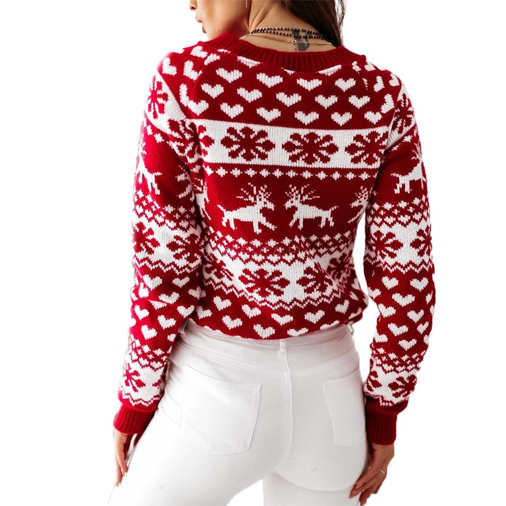 Pull de Noël rouge & blanc - Femme - DealValley