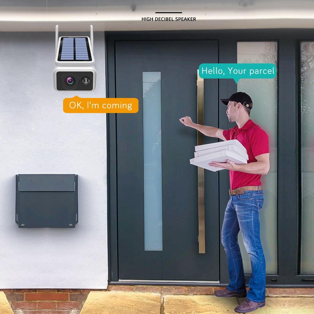 Camera de surveillance avec panneau solaire amovible