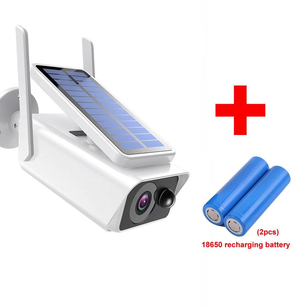 Camera de surveillance avec panneau solaire amovible