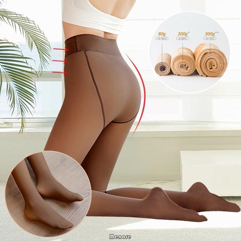 Faux Collant Translucide En Molleton Chaud - DealValley