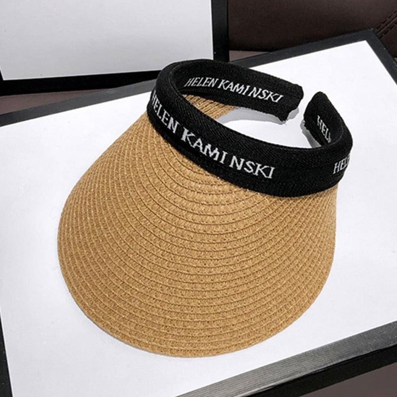 Visière d'été en paille à bord large