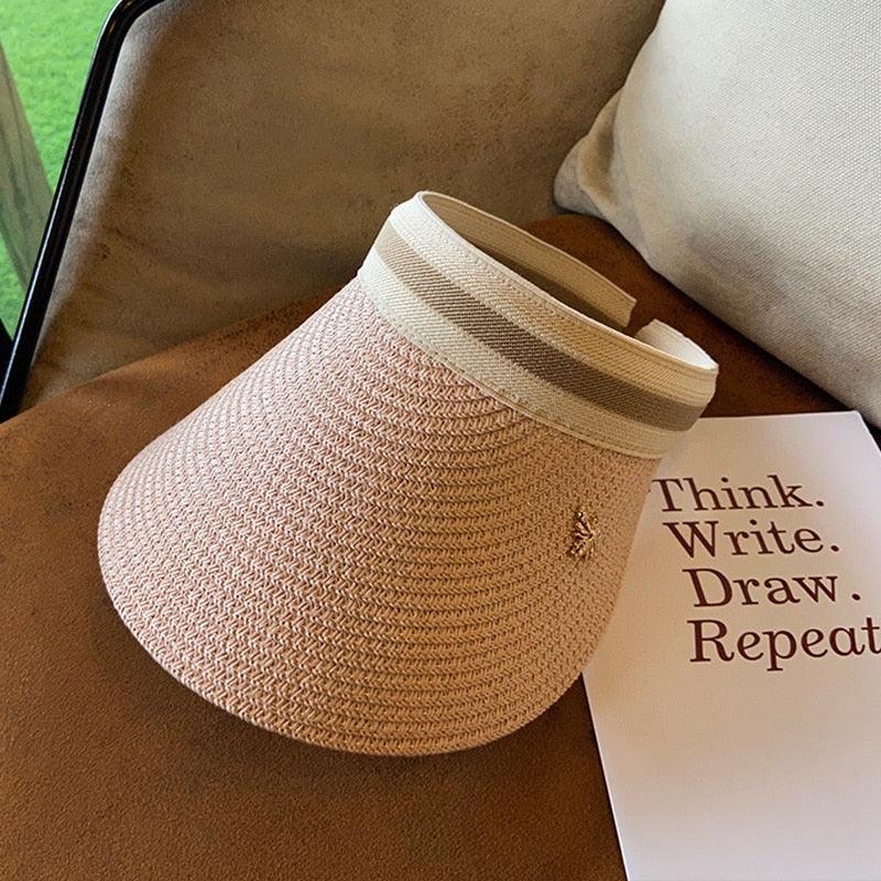 Visière d'été en paille à bord large