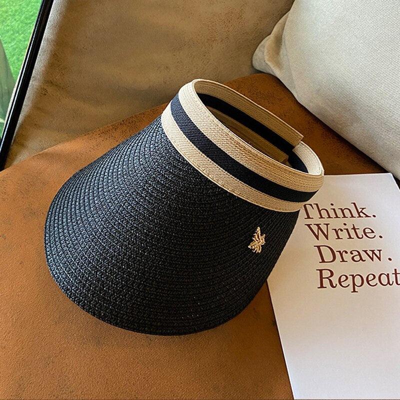 Visière d'été en paille à bord large