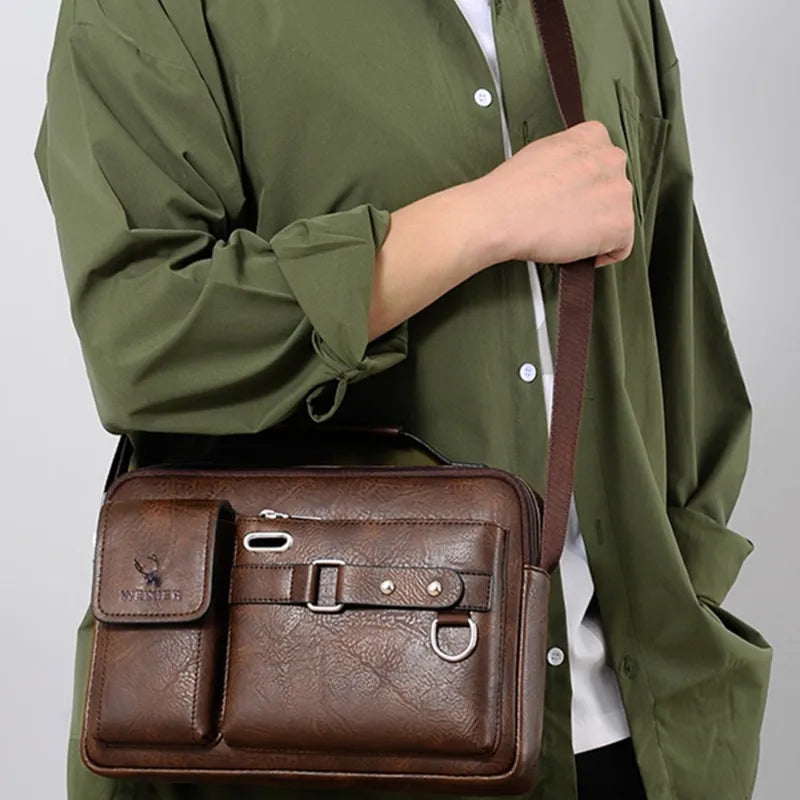 Mini Sac bandouillère multipoche en Cuir PU pour Hommes
