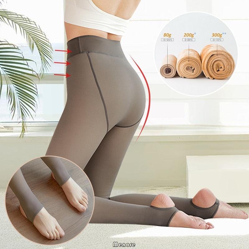 Faux Collant Translucide En Molleton Chaud - DealValley