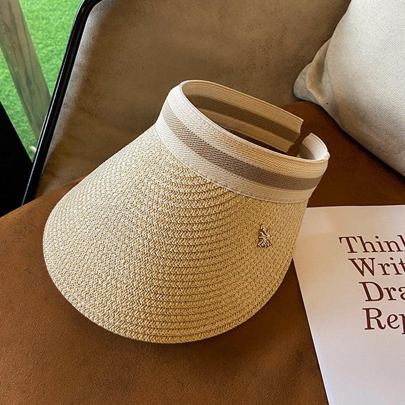 Visière d'été en paille à bord large