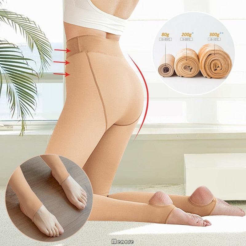 Faux Collant Translucide En Molleton Chaud - DealValley