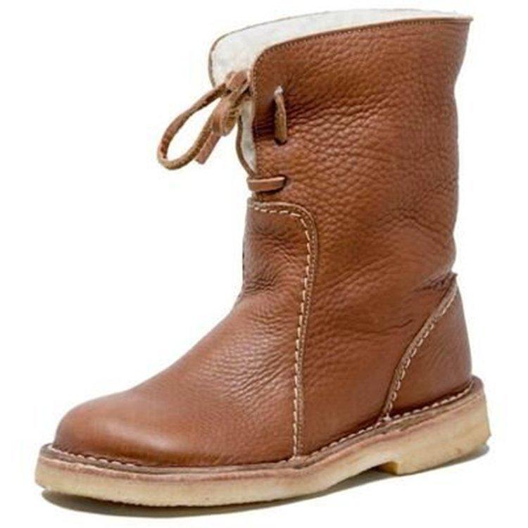 Bottes en cuir intérieur polaire à lacet - 2 LOOKS - DealValley