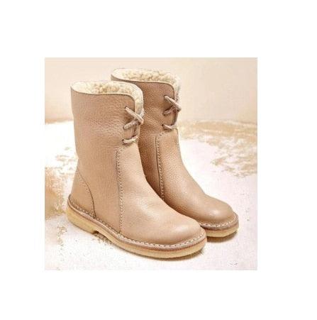 Bottes en cuir intérieur polaire à lacet - 2 LOOKS - DealValley