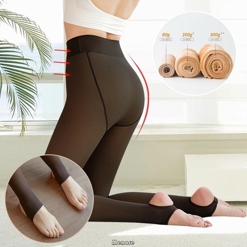 Faux Collant Translucide En Molleton Chaud - DealValley