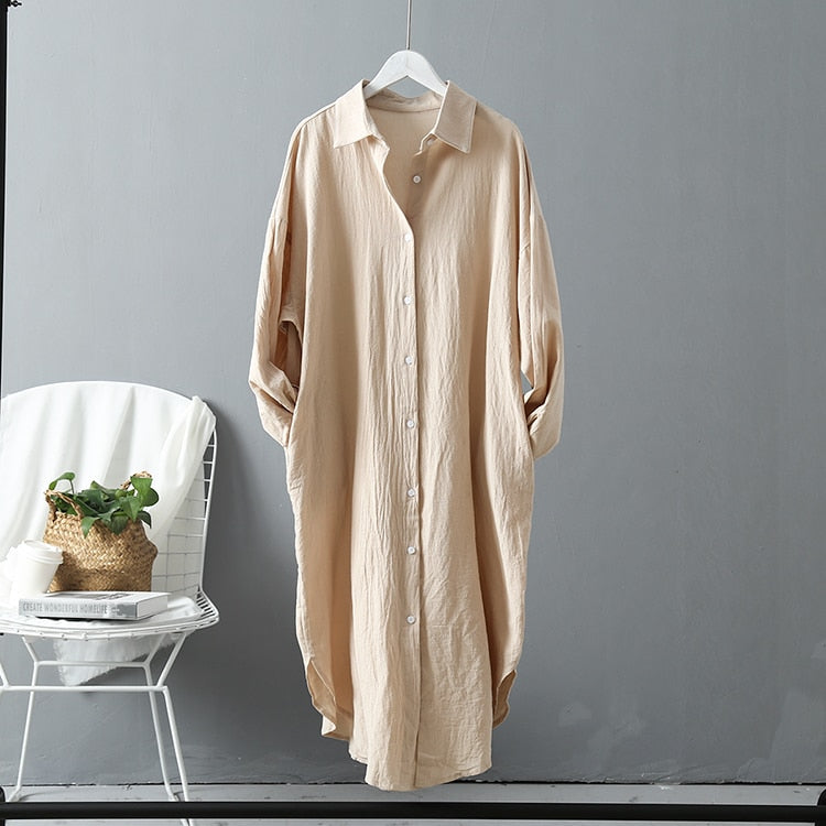 Robe chemise longue lin & coton - Collection 2023