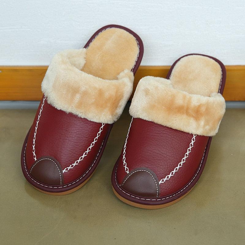 Pantoufles d'hiver en cuir - Mixte - DealValley