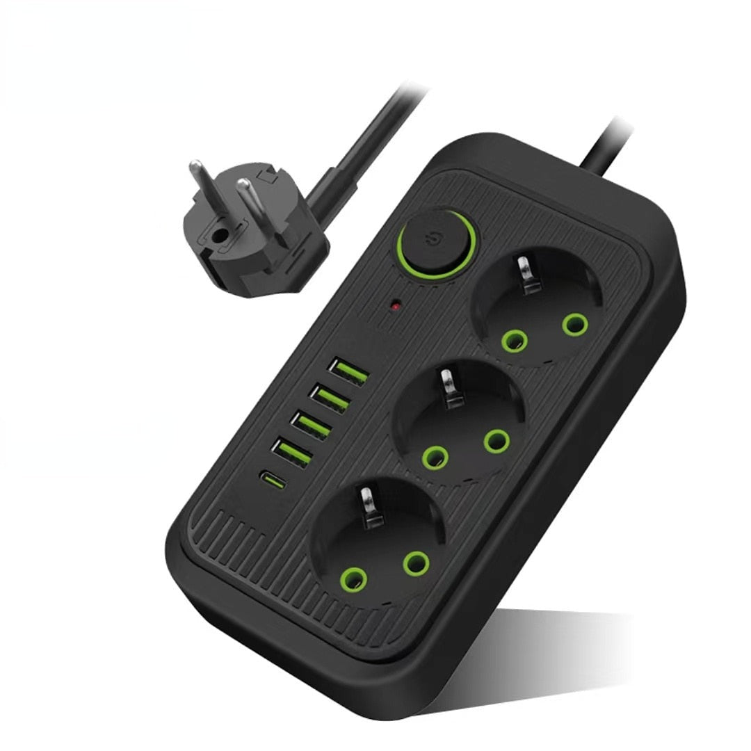 POWER STRIP - Multiprise de 2 mètres avec 3 AC, 4 USB et 1 Type-C