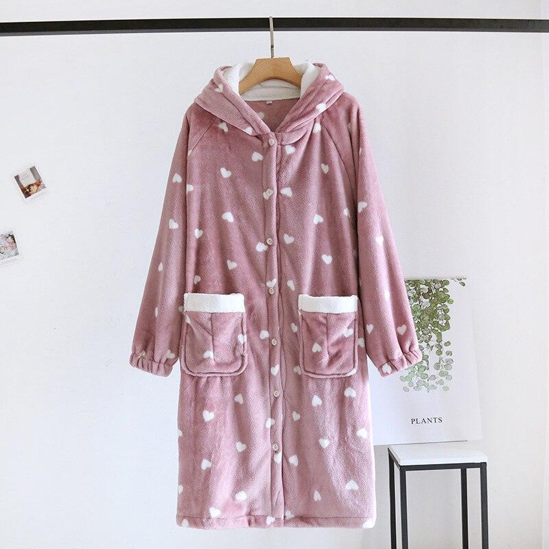 Peignoir cocooning à capuche - Imprimé coeur - DealValley