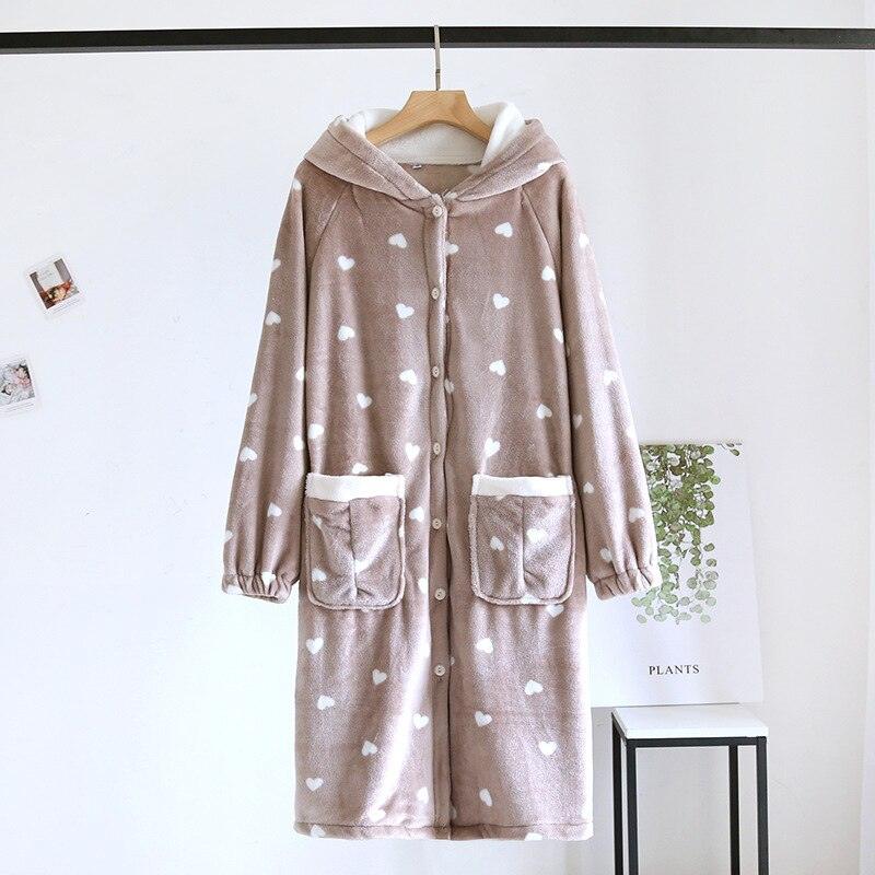 Peignoir cocooning à capuche - Imprimé coeur - DealValley
