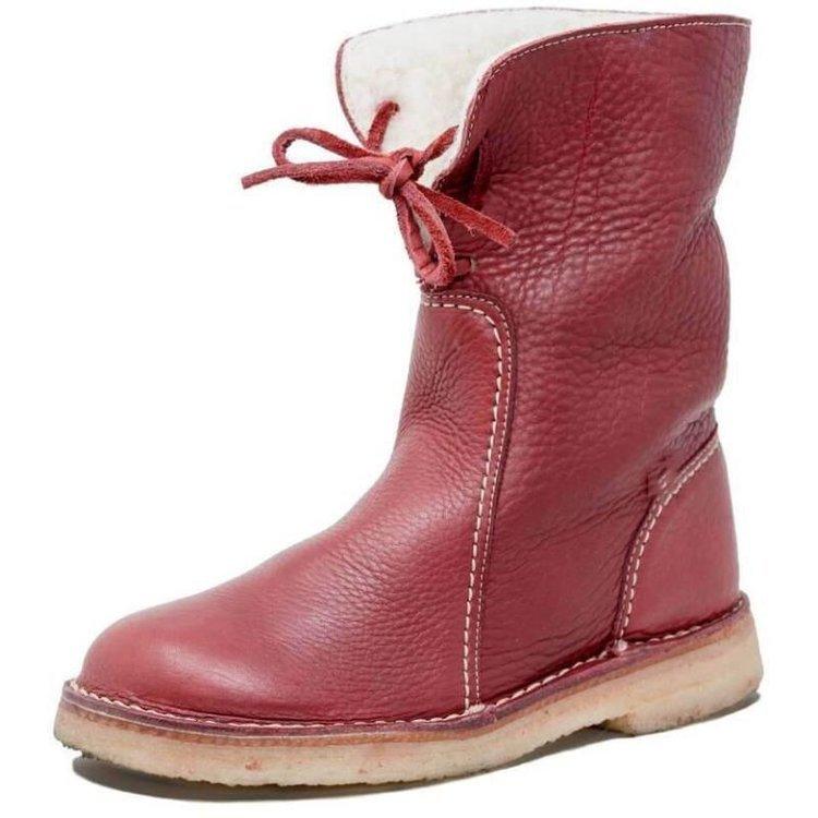 Bottes en cuir intérieur polaire à lacet - 2 LOOKS - DealValley