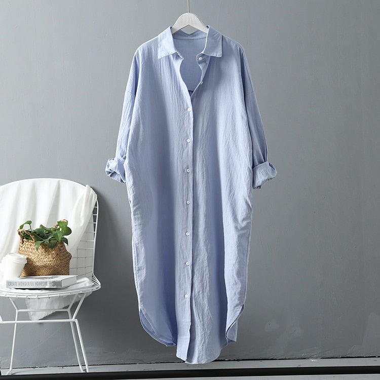 Robe chemise longue lin & coton - Collection 2023