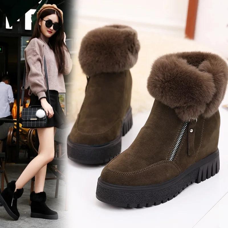 Bottines fausse fourrure - Talon compensé caché - DealValley