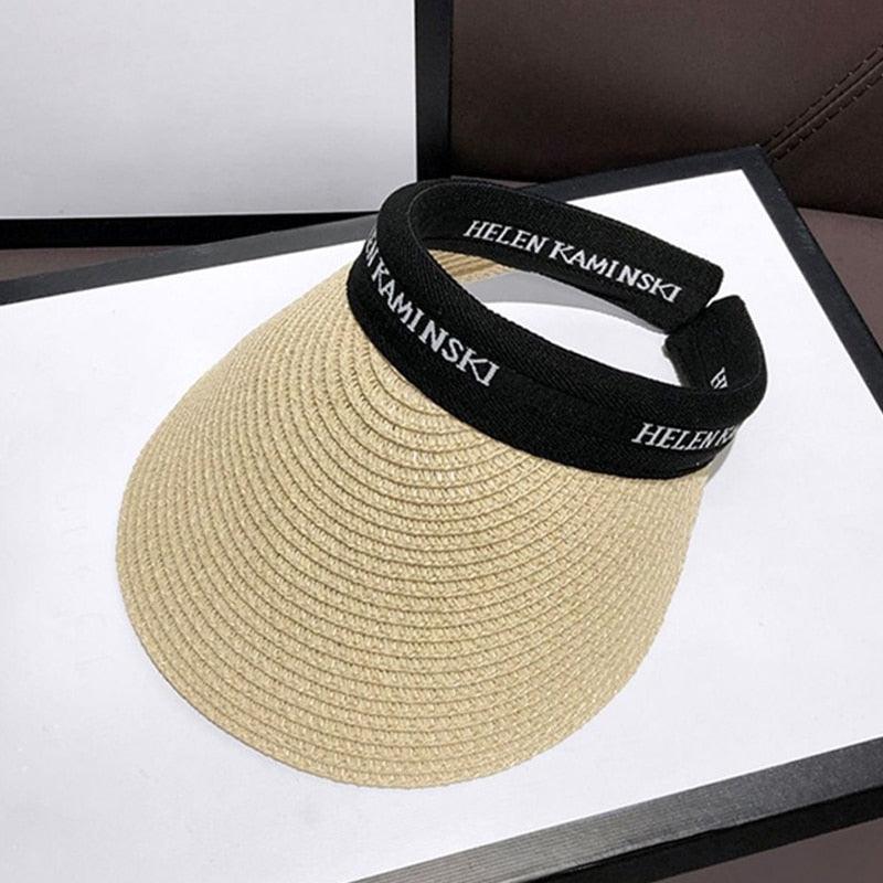 Visière d'été en paille à bord large