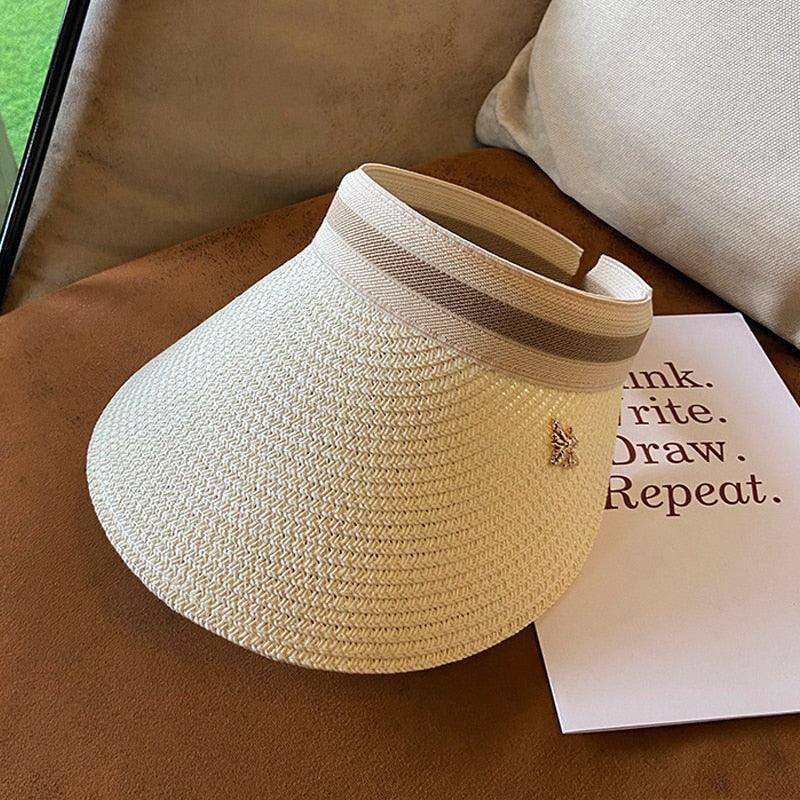 Visière d'été en paille à bord large