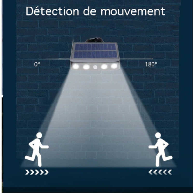 Lampe solaire rotative 3 modes -Système PIR