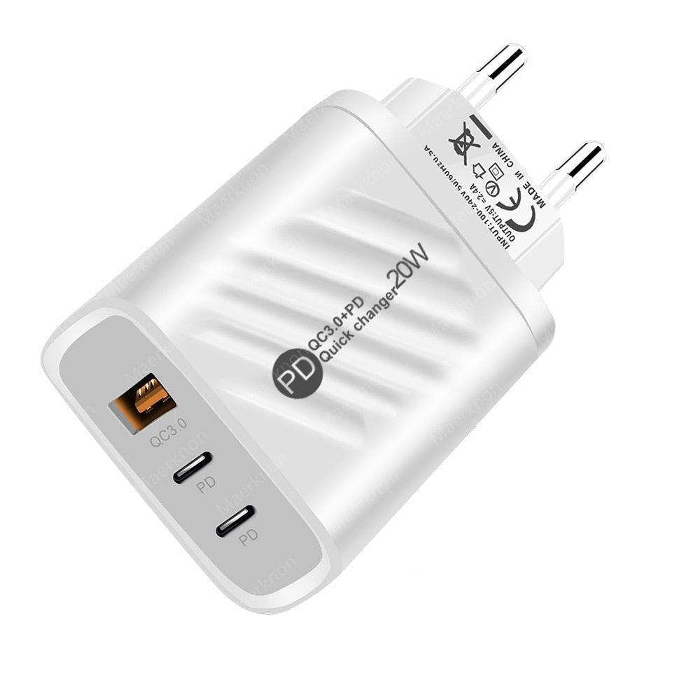 Chargeur RAPIDE 20W - USB et USB Type-C - DealValley