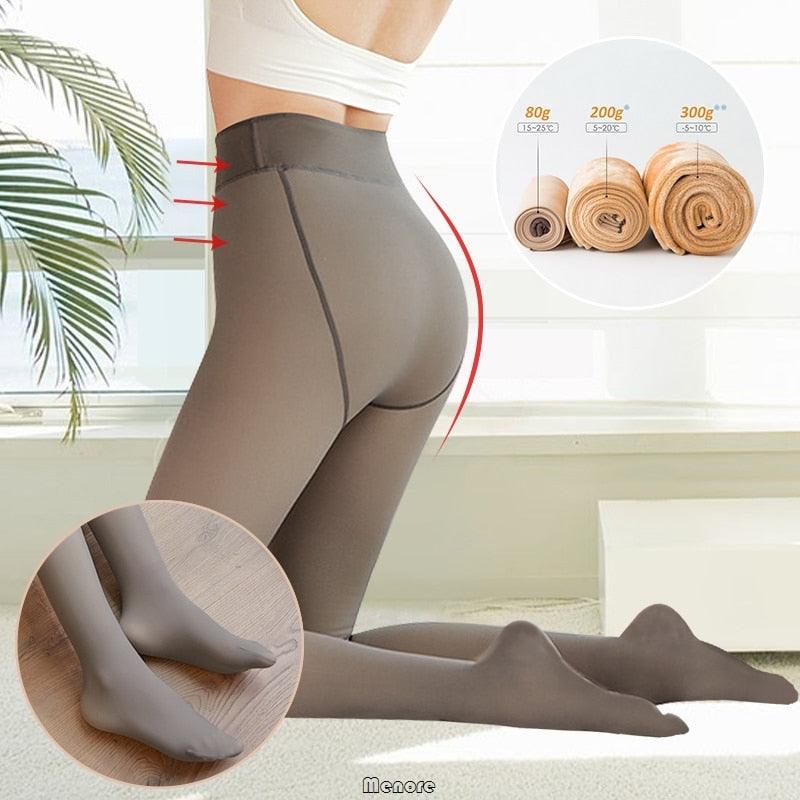 Faux Collant Translucide En Molleton Chaud - DealValley