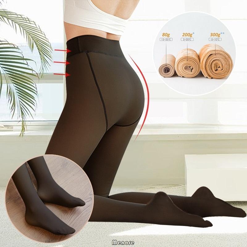 Faux Collant Translucide En Molleton Chaud - DealValley