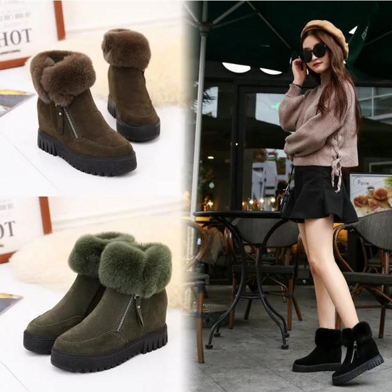Bottines fausse fourrure - Talon compensé caché - DealValley