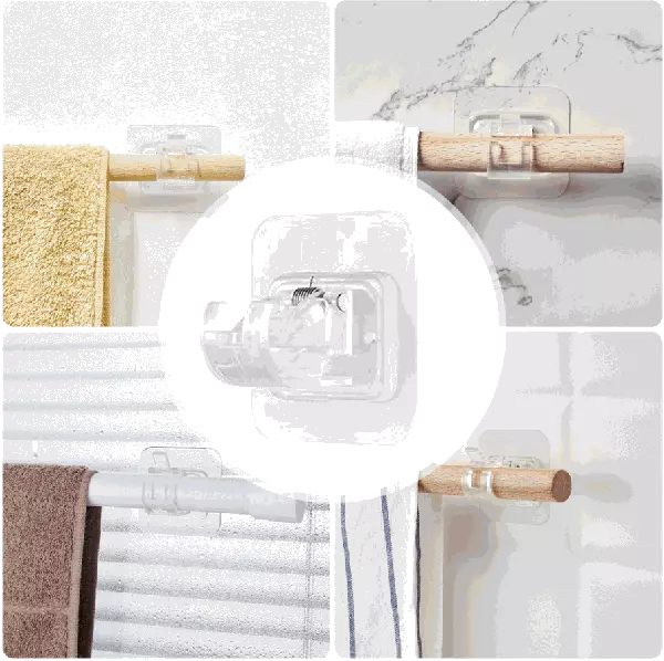 6X Support de tringle ajustable sans clous - Auto-adhésif - DealValley