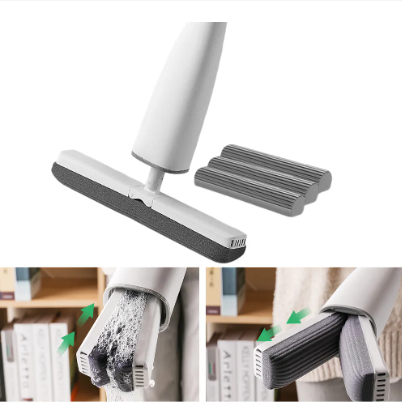 Balai Serpillière rotative Essorage facile + 3  têtes Eponges