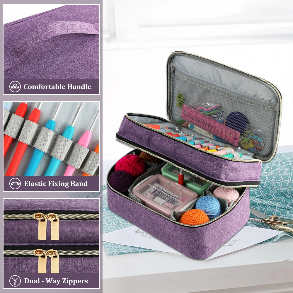 Mallette Grande Capacité de Rangement pour Crochet & Accessoires