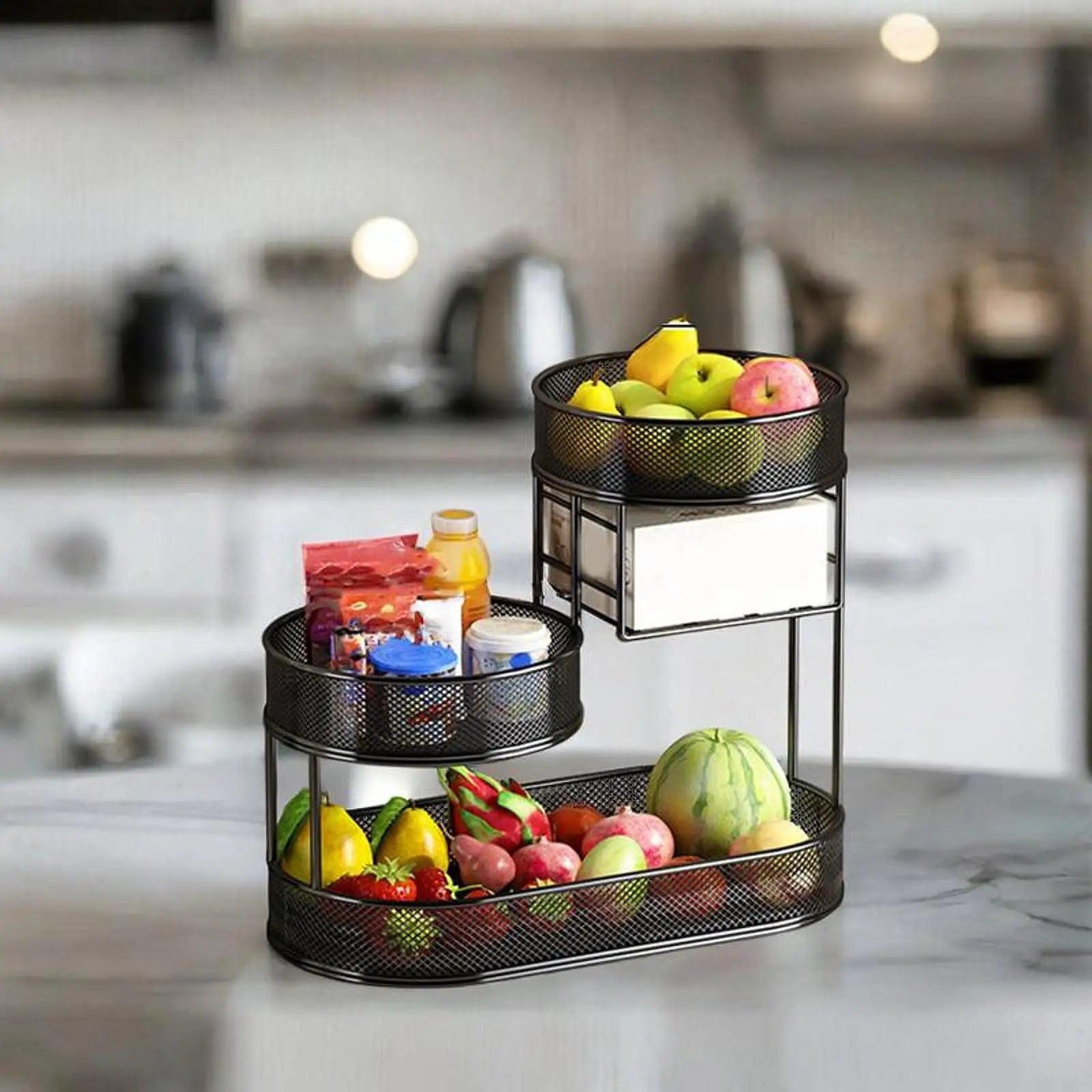 Panier de Cuisine Métallique - Corbeille à Fruit à Étage
