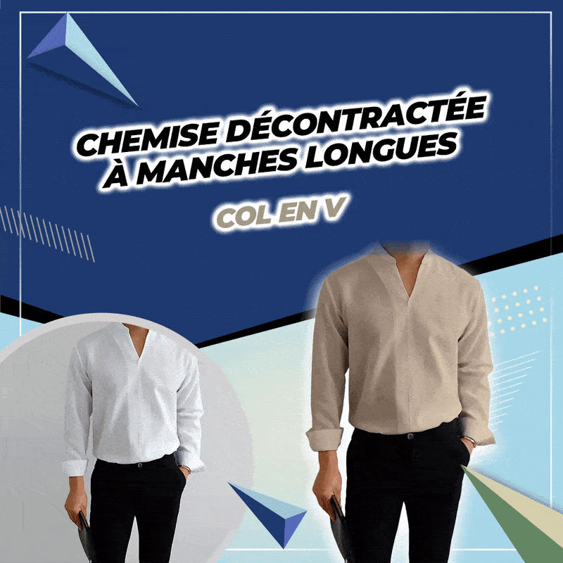 Chemise décontractée à manches longues et col en V