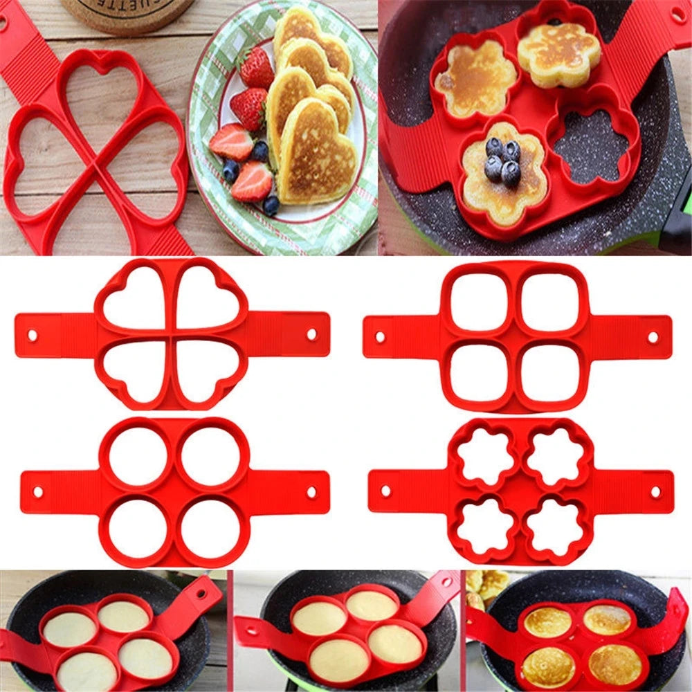Moule en Silicone Anti-adhésif pour Crêpes & Oeufs - 4 Formes