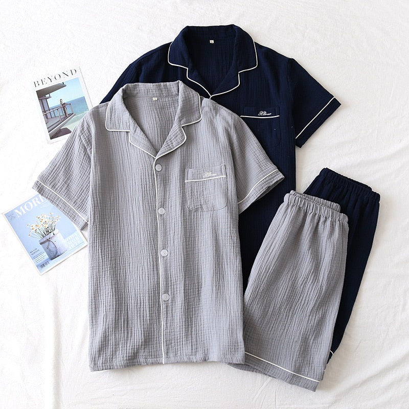 Pyjama short & chemise d'été en gaze coton